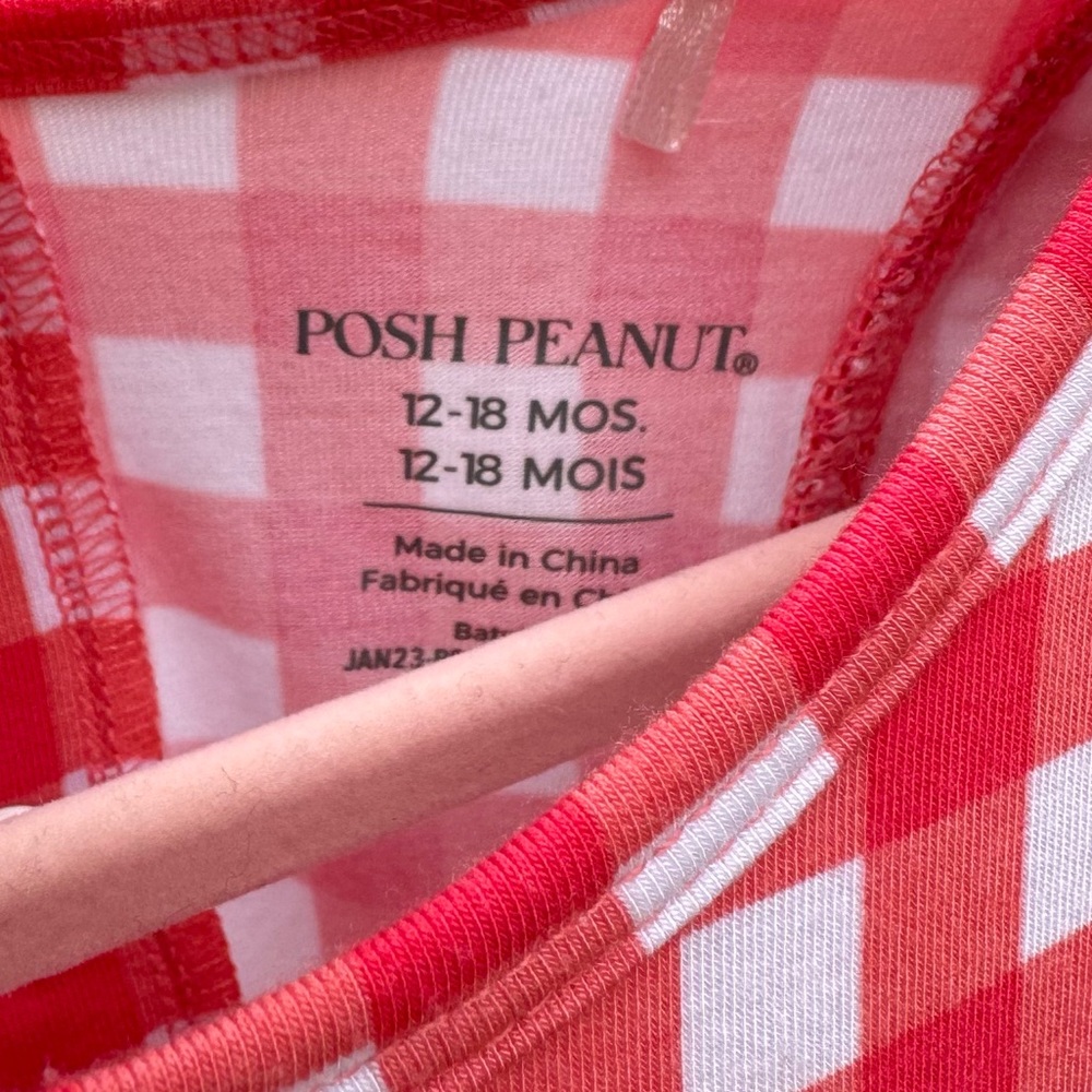 Posh Peanut Red and White Gingham Ruffle One-Piece - Picture 4 of 5